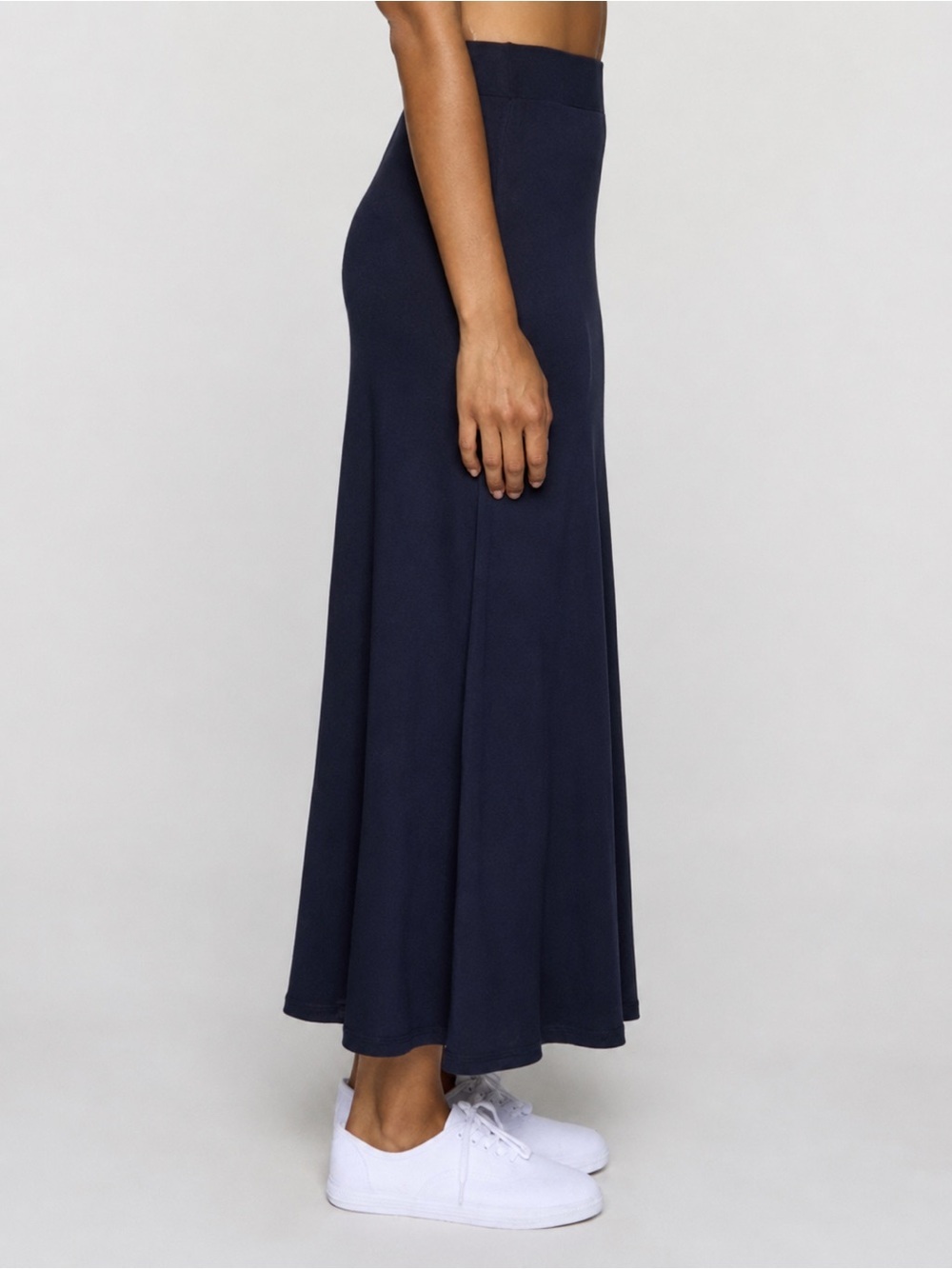 BLEUSALT The Long A-Line Skirt Navy Blue Modal Maxi Skirt Size 0 XS